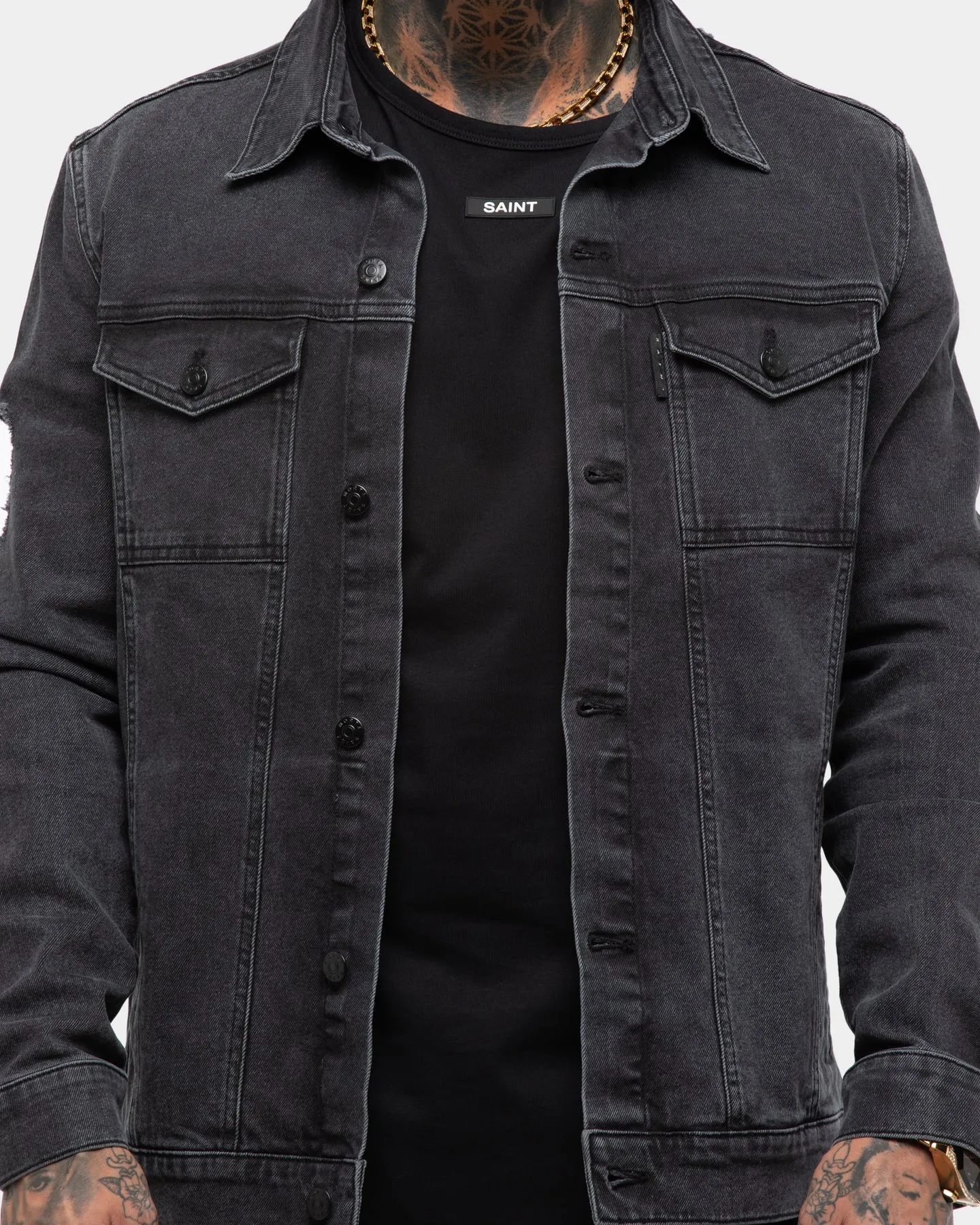 Saint Morta Men's Vintage Denim Jacket Aged Black sold by Culture Kings product image thumbnail 4