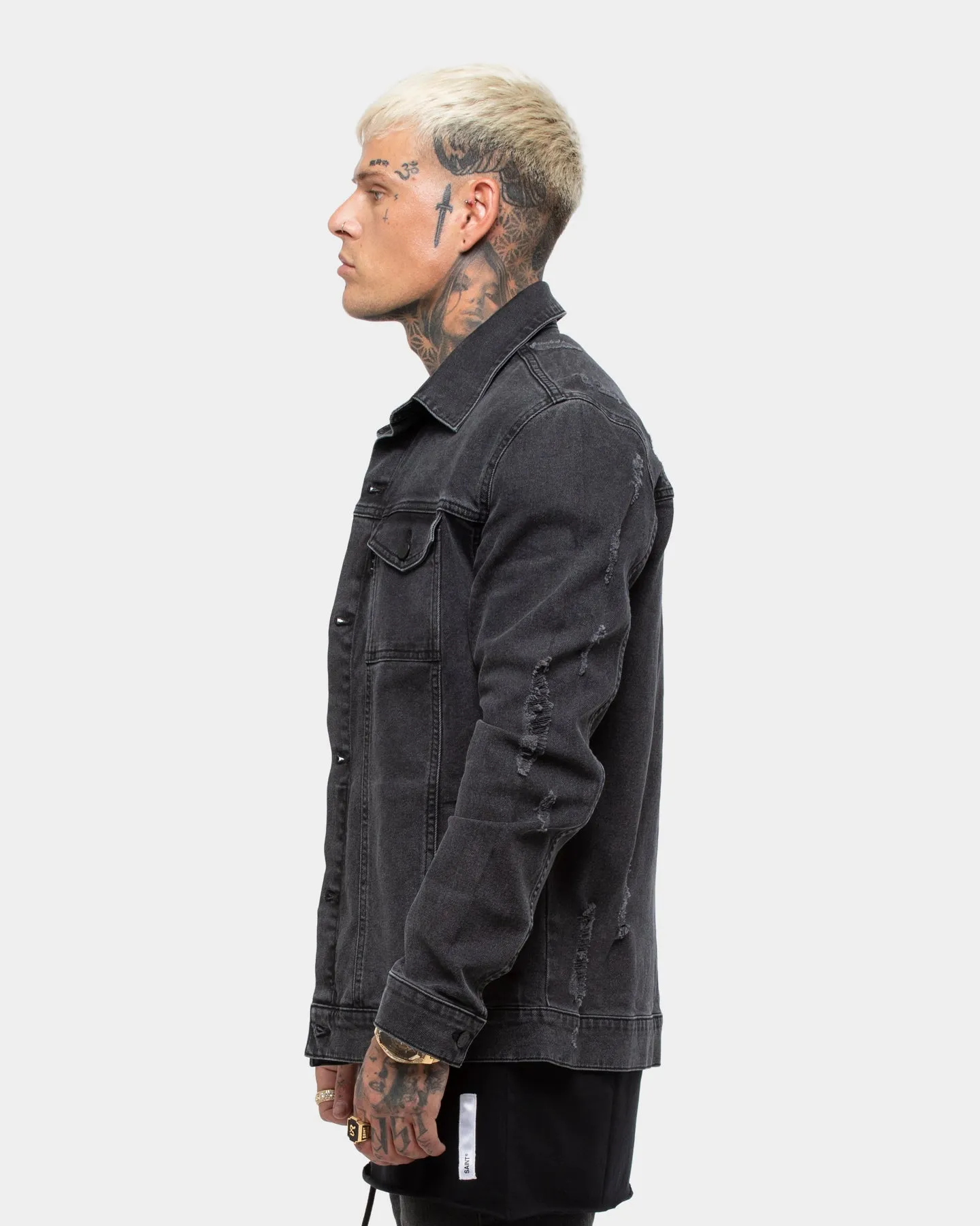 Saint Morta Men's Vintage Denim Jacket Aged Black sold by Culture Kings product image thumbnail 3