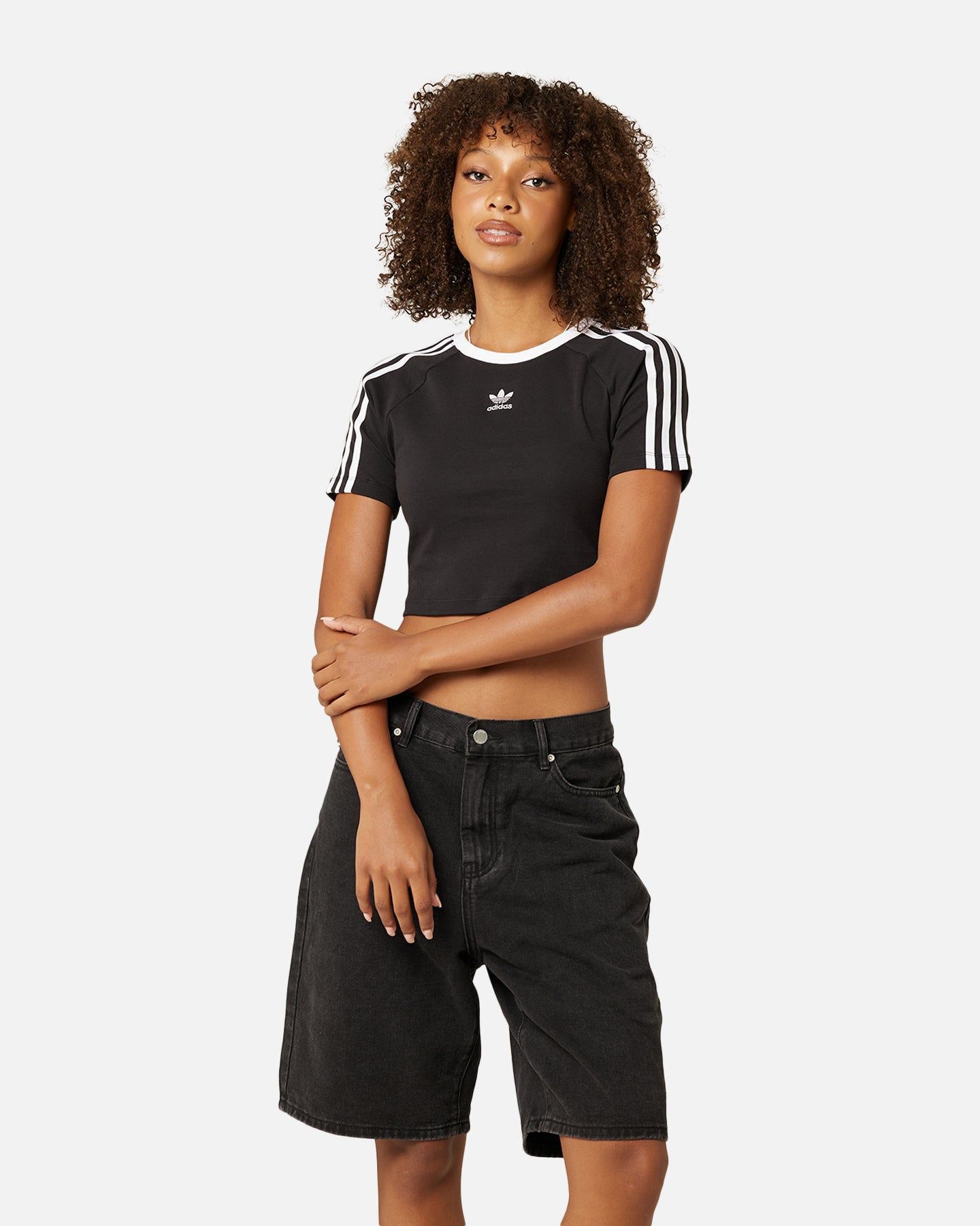 Adidas Women's 3-Stripes Baby T-Shirt Black sold by Culture Kings