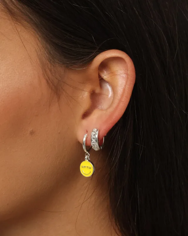 Wild For The Weekend Smiley Drop Hoop Earrings Silver made by Culture Kings