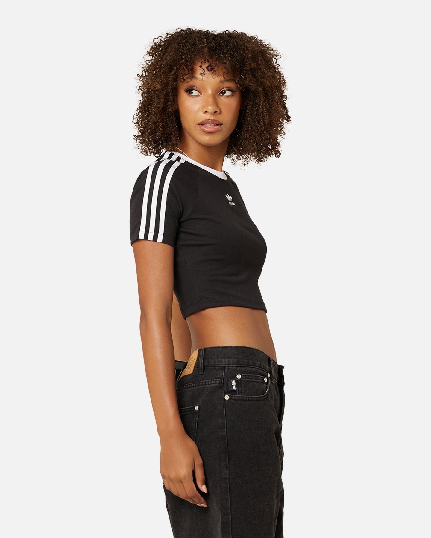 Adidas Women's 3-Stripes Baby T-Shirt Black sold by Culture Kings product image thumbnail 5