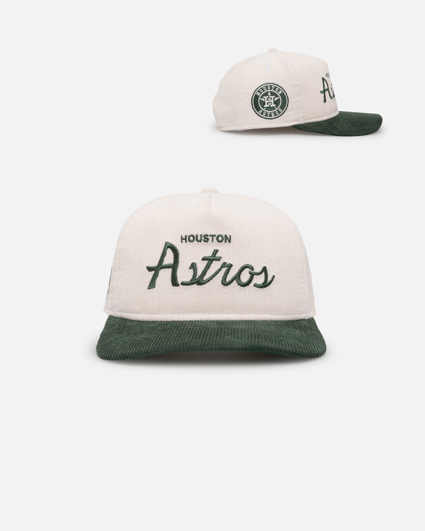New Era Houston Astros 'Currency Corduroy' Golfer Pre-Curved Snapback Chrome White sold by Culture Kings