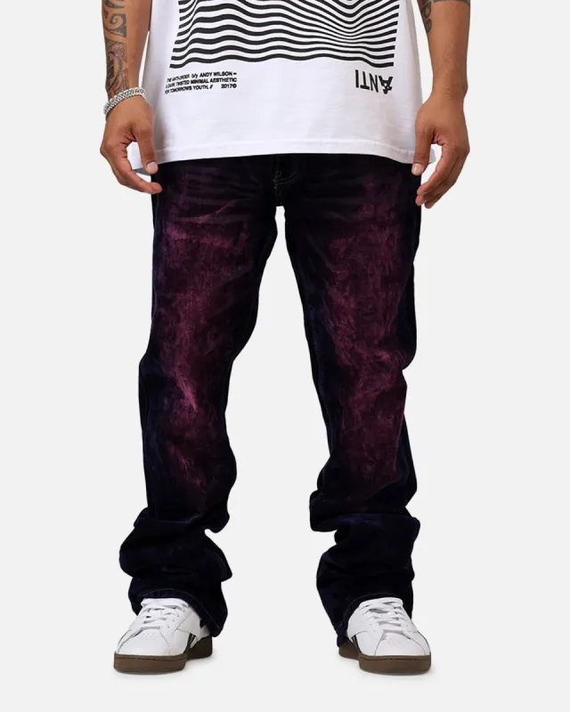 MNML B577 Suede Flare Denim Jeans Purple sold by Culture Kings