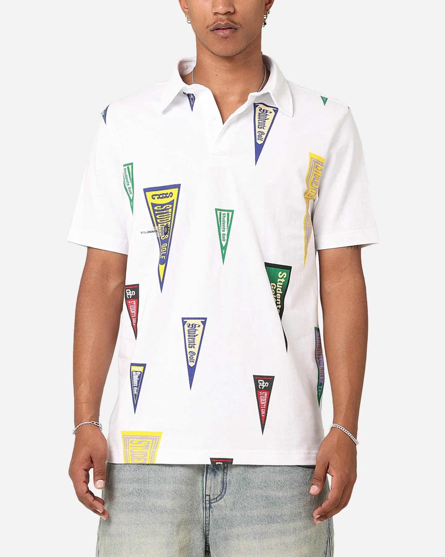 Students Golf Harris Pique Short Sleeve Polo Shirt White sold by Culture Kings