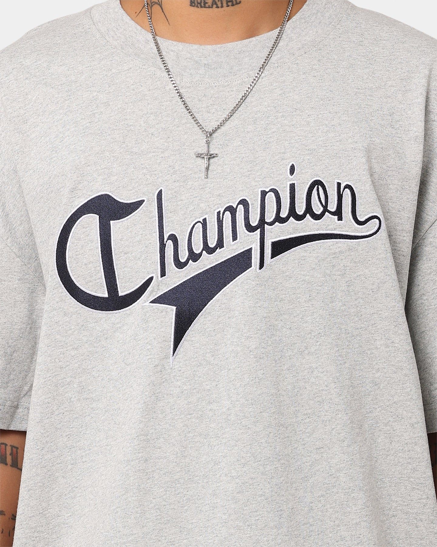 Champion Heritage Collegiate Cursive Logo T-Shirt Oxford Heather sold by Culture Kings product image thumbnail 3
