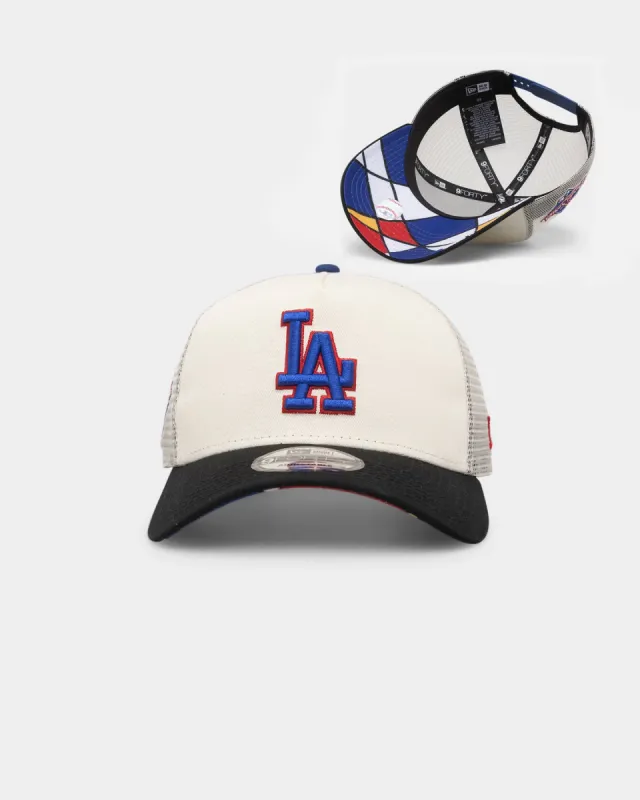 New Era Los Angeles Dodgers 'Retro Mosaic' 9FORTY A-Frame Trucker Snapback White/Black sold by Culture Kings