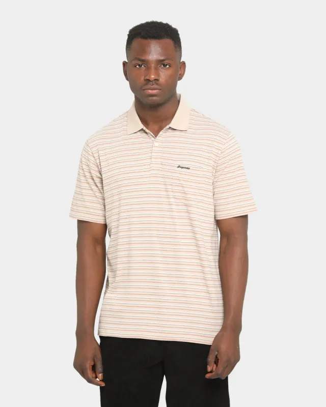 Palace Thin Stripe Polo Tan sold by Culture Kings