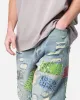 MNML Ultra Baggy Bandana Patch Denim Jeans Blue/Multi sold by Culture Kings