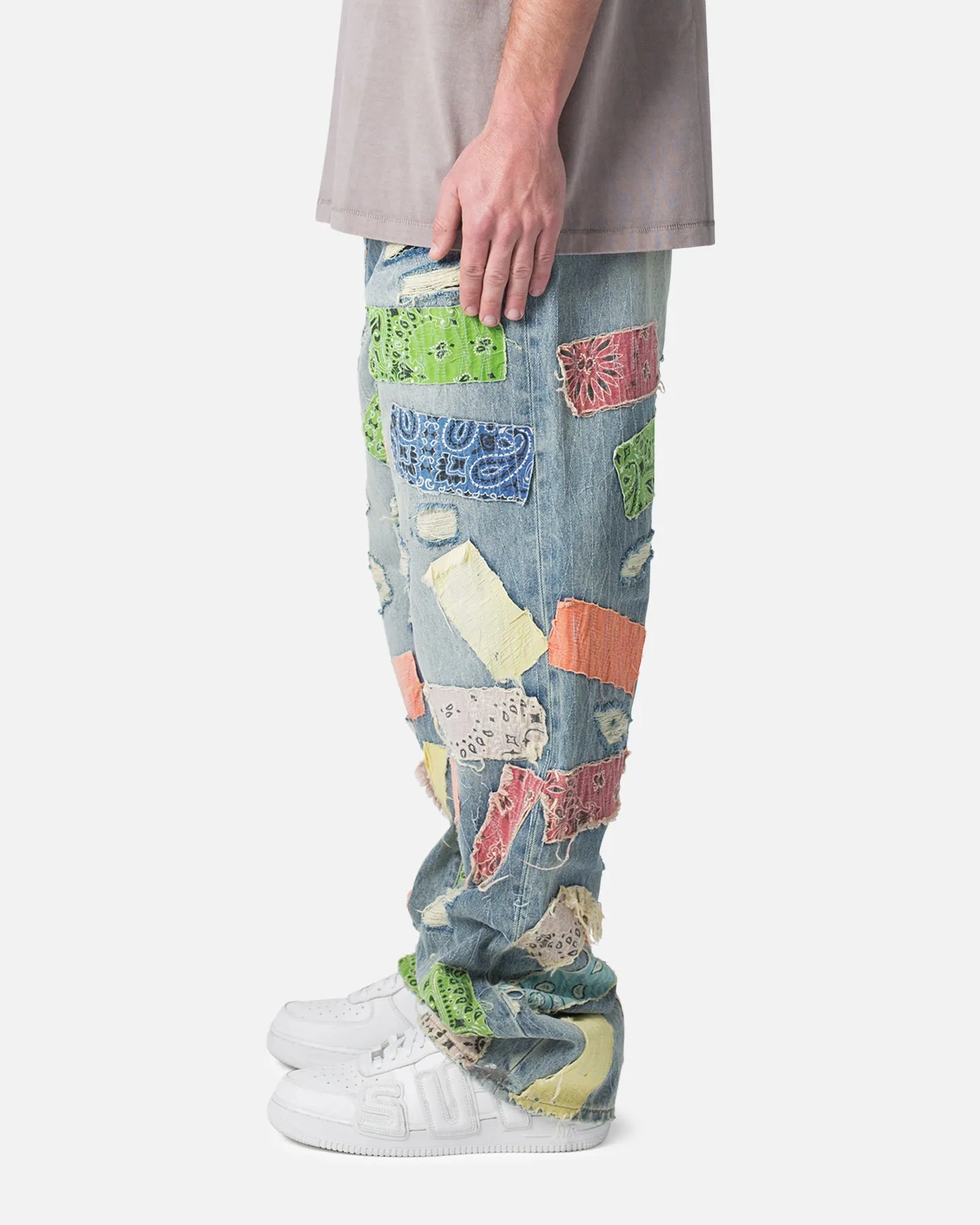 MNML Ultra Baggy Bandana Patch Denim Jeans Blue/Multi sold by Culture Kings product image thumbnail 3