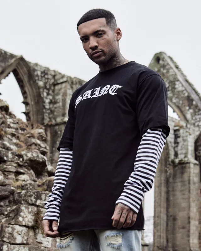 Saint Morta Jail Layered Long Sleeve T-Shirt Black/White sold by Culture Kings