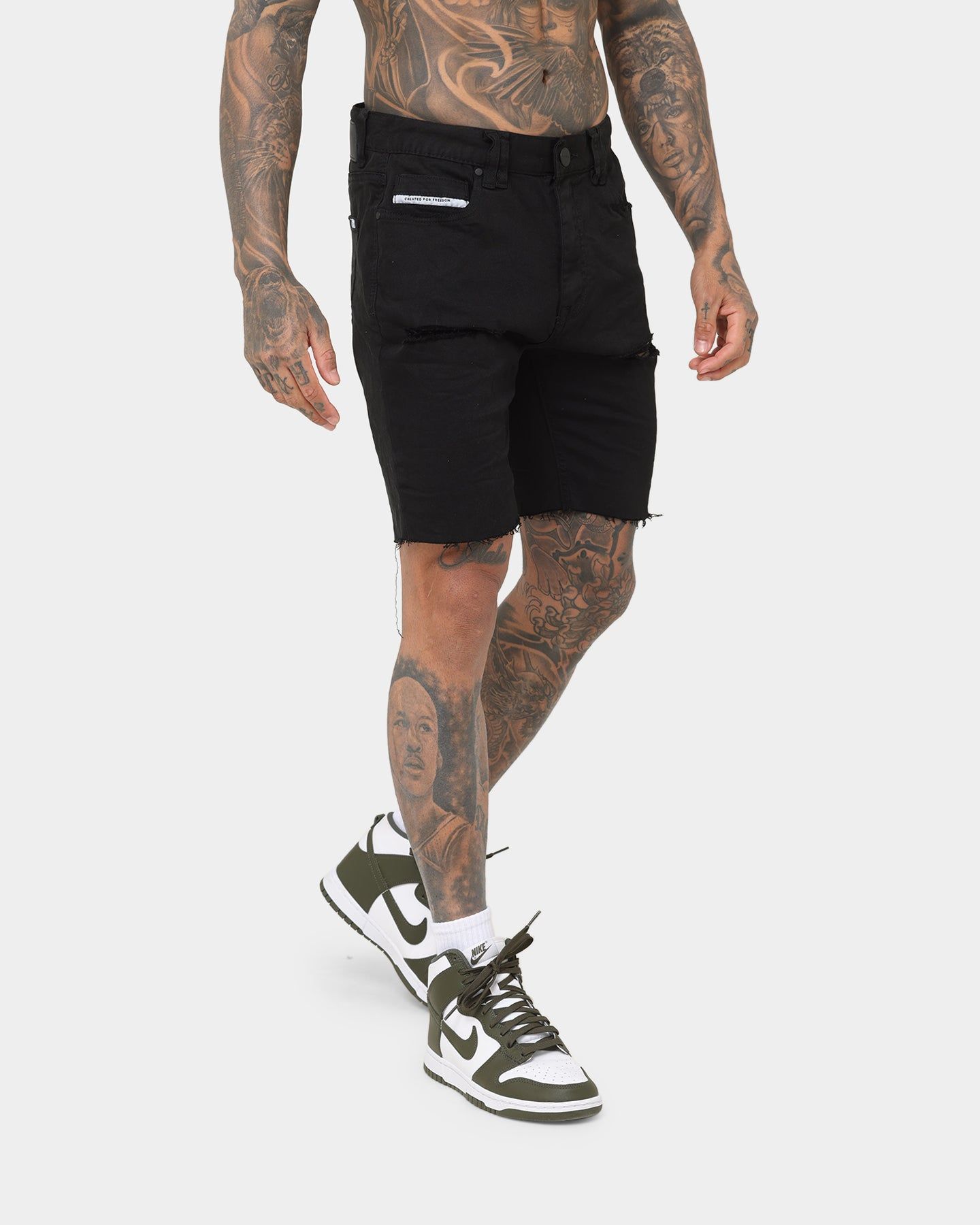 Nena and Pasadena Rawlins Denim Shorts Destroyed Jet Black sold by Culture Kings product image thumbnail 5