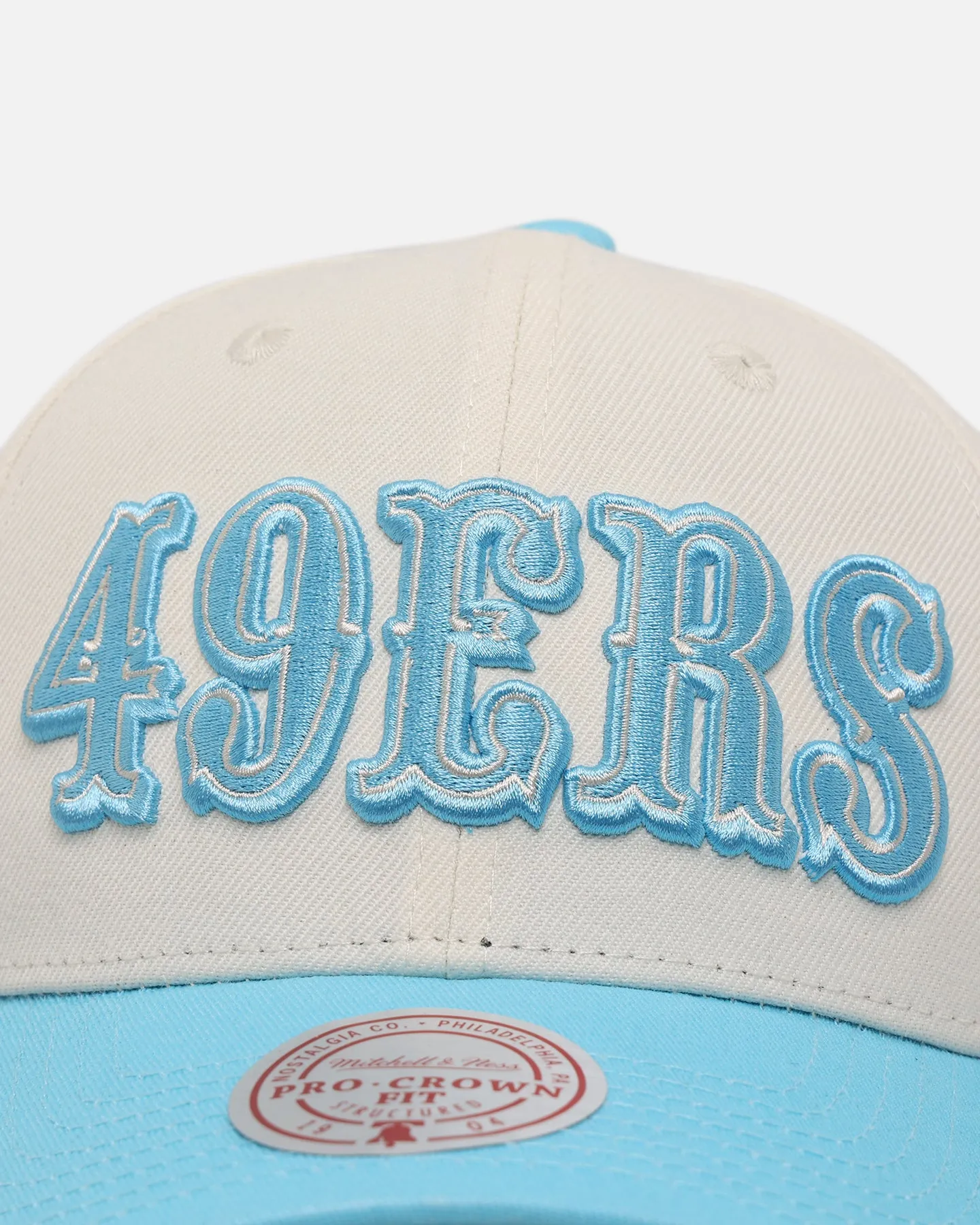 Mitchell & Ness San Francisco 49ers 'Sky Blue' Pro Crown Snapback White Cream/Blue sold by Culture Kings product image thumbnail 5