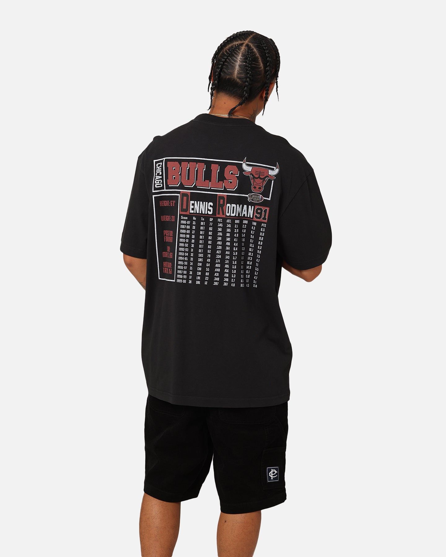 Mitchell & Ness Chicago Bulls Dennis Rodman Player & Stats T-Shirt Black sold by Culture Kings product image thumbnail 2