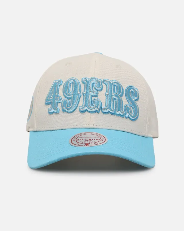 Mitchell & Ness San Francisco 49ers 'Sky Blue' Pro Crown Snapback White Cream/Blue sold by Culture Kings
