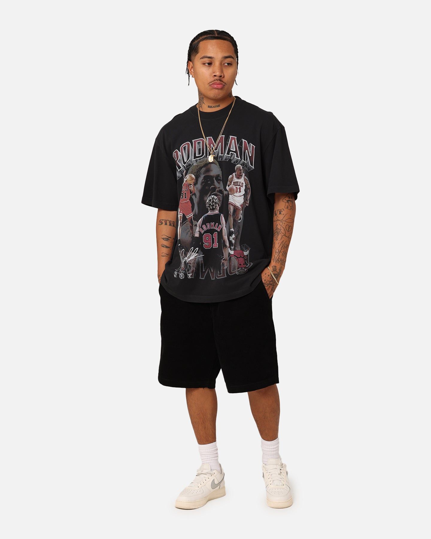 Mitchell & Ness Chicago Bulls Dennis Rodman Player & Stats T-Shirt Black sold by Culture Kings product image thumbnail 3