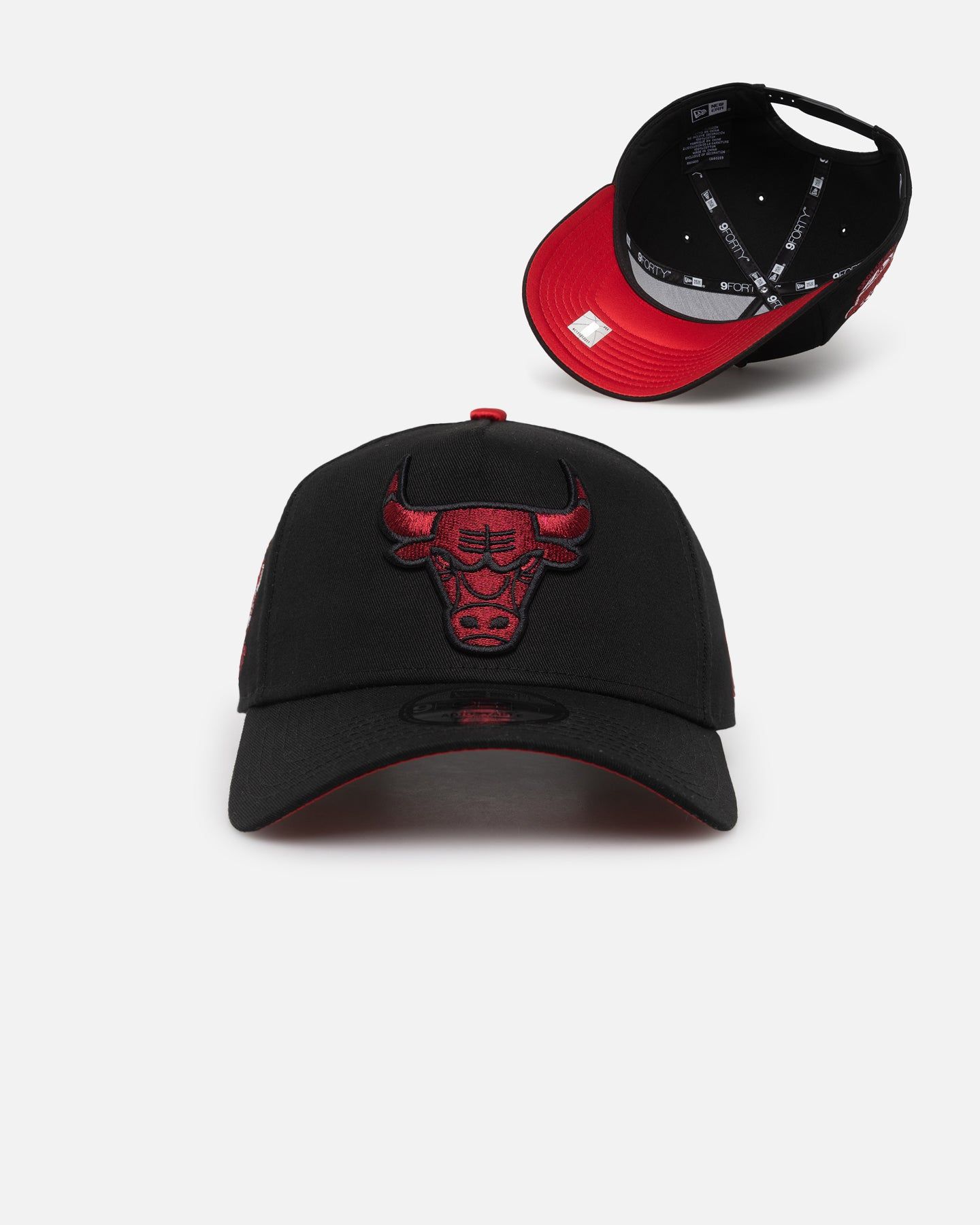 New Era Chicago Bulls 'Satin Scarlet' 9FORTY A-Frame Snapback Black/Scarlet sold by Culture Kings