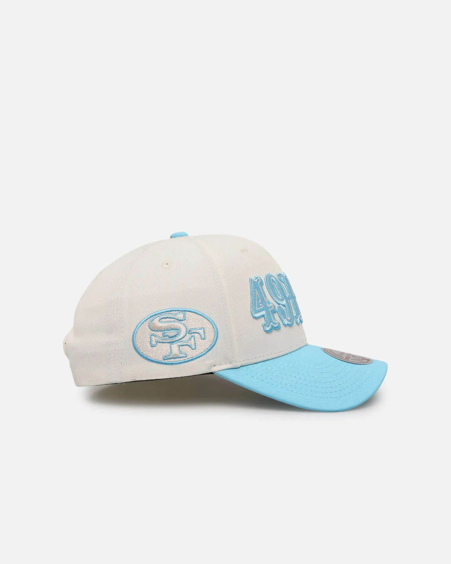 Mitchell & Ness San Francisco 49ers 'Sky Blue' Pro Crown Snapback White Cream/Blue sold by Culture Kings product image thumbnail 3