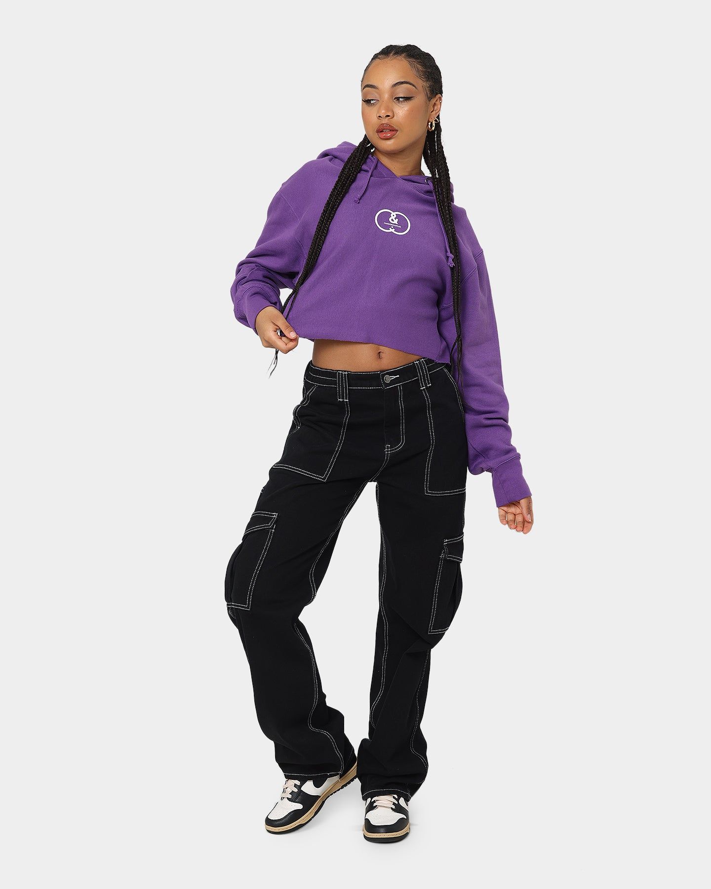 Crooks & Castles Women's CC Logo Oversized Crop Hoodie