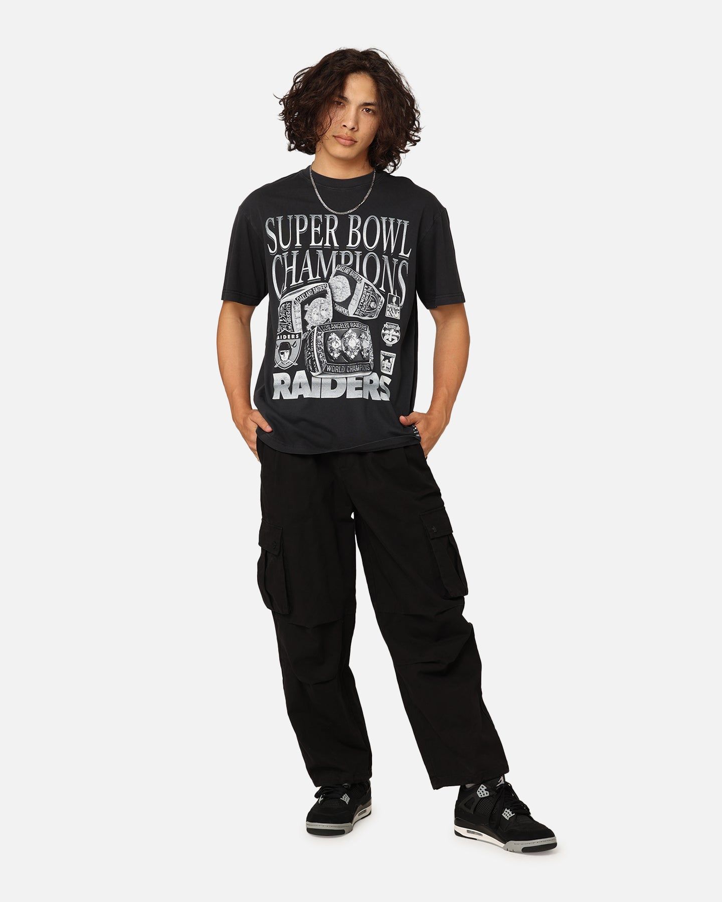 Mitchell & Ness Oakland Raiders 3 Time Super Bowl T-Shirt Faded Black sold by Culture Kings product image thumbnail 2