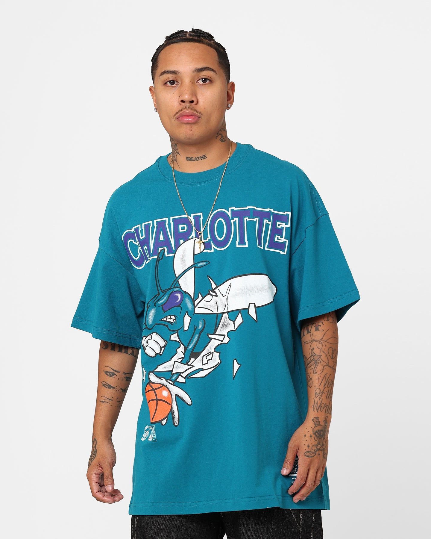 Mitchell & Ness Charlotte Hornets Break Free T-Shirt Hornets Teal sold by Culture Kings