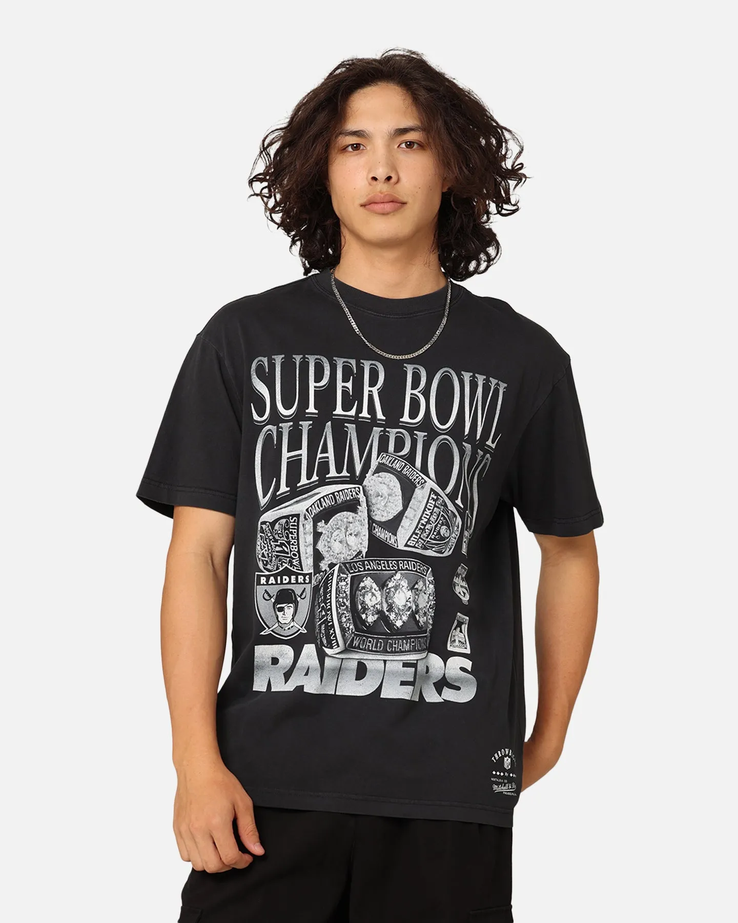 Mitchell & Ness Oakland Raiders 3 Time Super Bowl T-Shirt Faded Black sold by Culture Kings