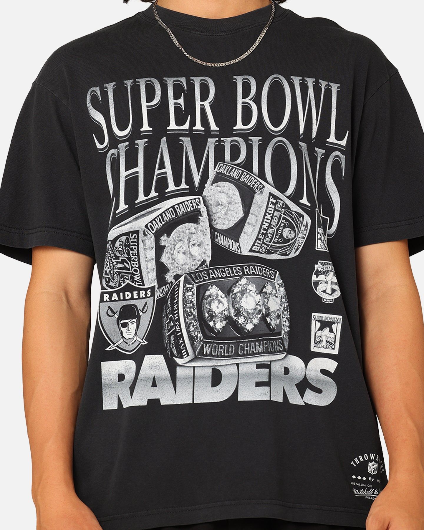 Mitchell & Ness Oakland Raiders 3 Time Super Bowl T-Shirt Faded Black sold by Culture Kings product image thumbnail 3