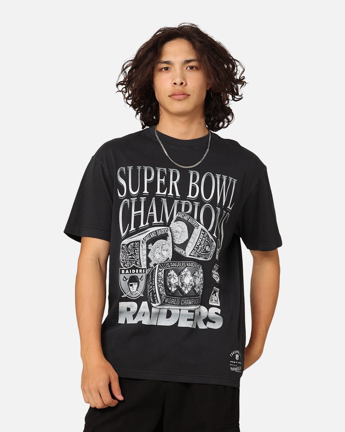 Mitchell & Ness Oakland Raiders 3 Time Super Bowl T-Shirt Faded Black sold by Culture Kings
