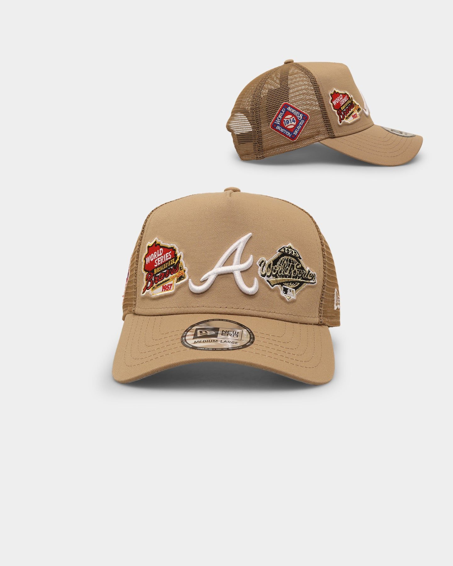 New Era Atlanta Braves 'World Series Multi Logo' 9FORTY K-Frame Snapback Tumbleweed sold by Culture Kings