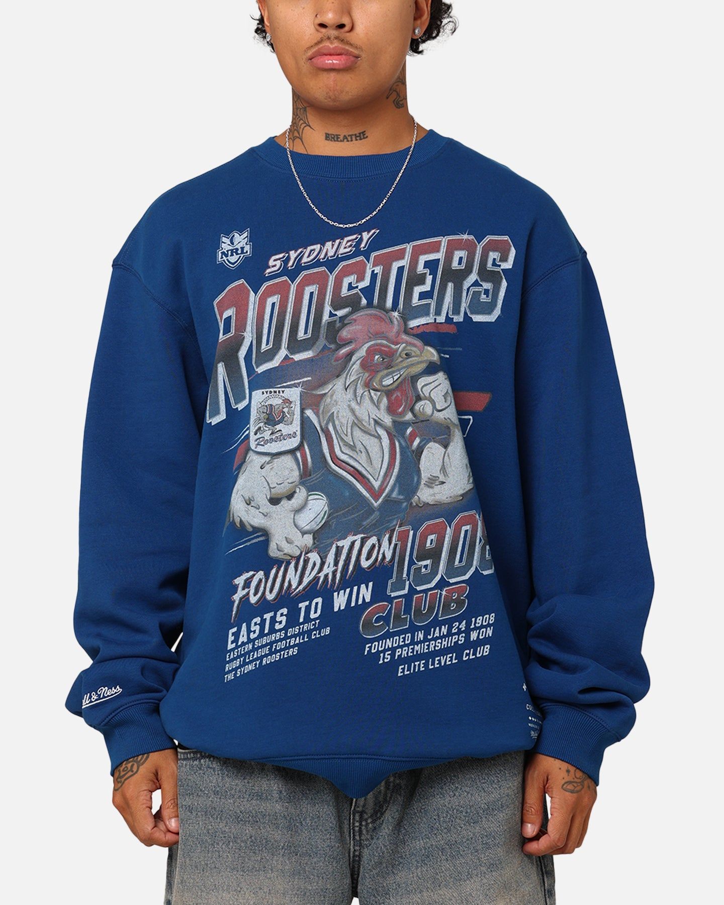 Mitchell & Ness Sydney Roosters Inaugural Season Crewneck Navy sold by Culture Kings