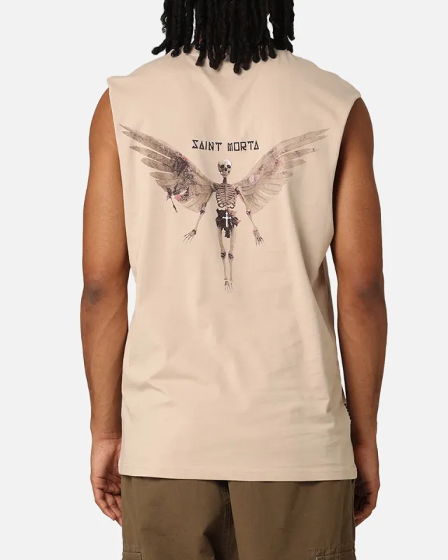 Saint Morta Momento Mori Oversized Muscle T-Shirt Stone sold by Culture Kings
