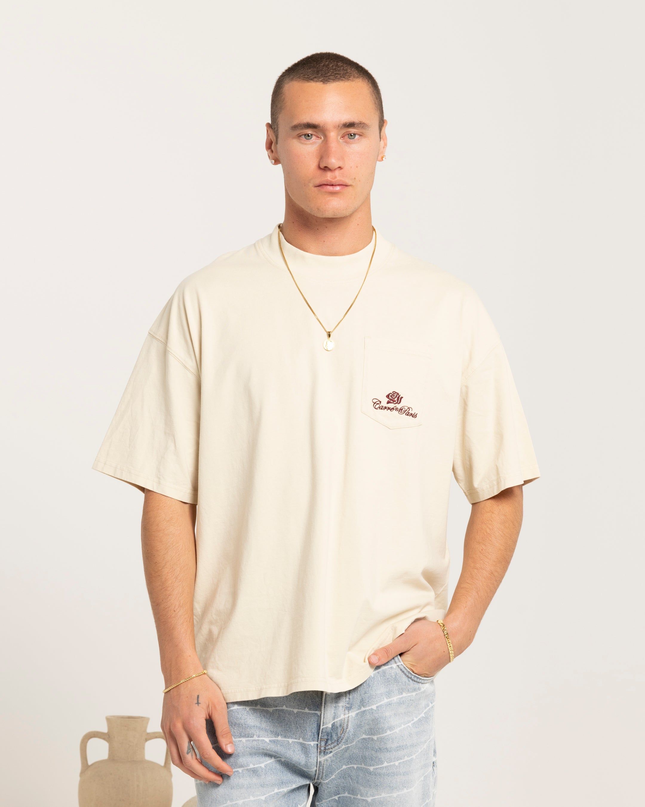 Carre Class Oversized Pocket T-Shirt Light Stone sold by Culture Kings