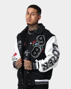 Loiter Flaws Varsity Jacket Black/White sold by Culture Kings