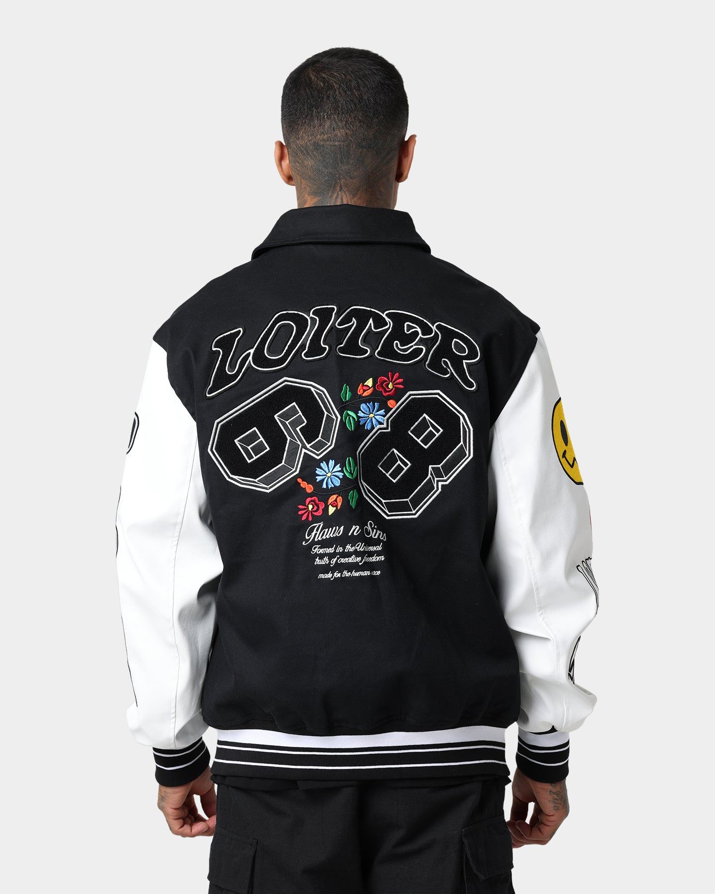 Loiter Flaws Varsity Jacket Black/White sold by Culture Kings product image thumbnail 4