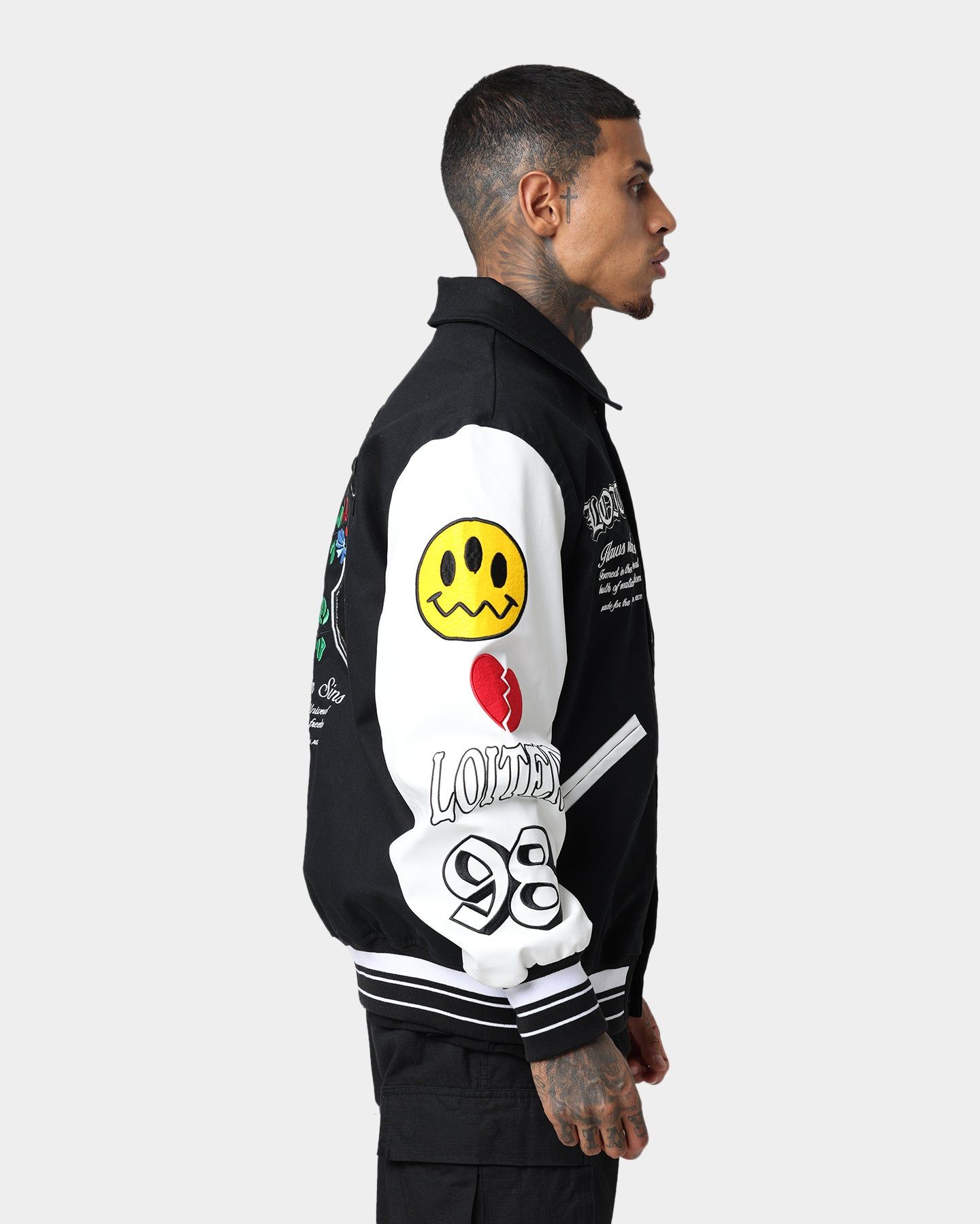 Loiter Flaws Varsity Jacket Black/White sold by Culture Kings product image thumbnail 5