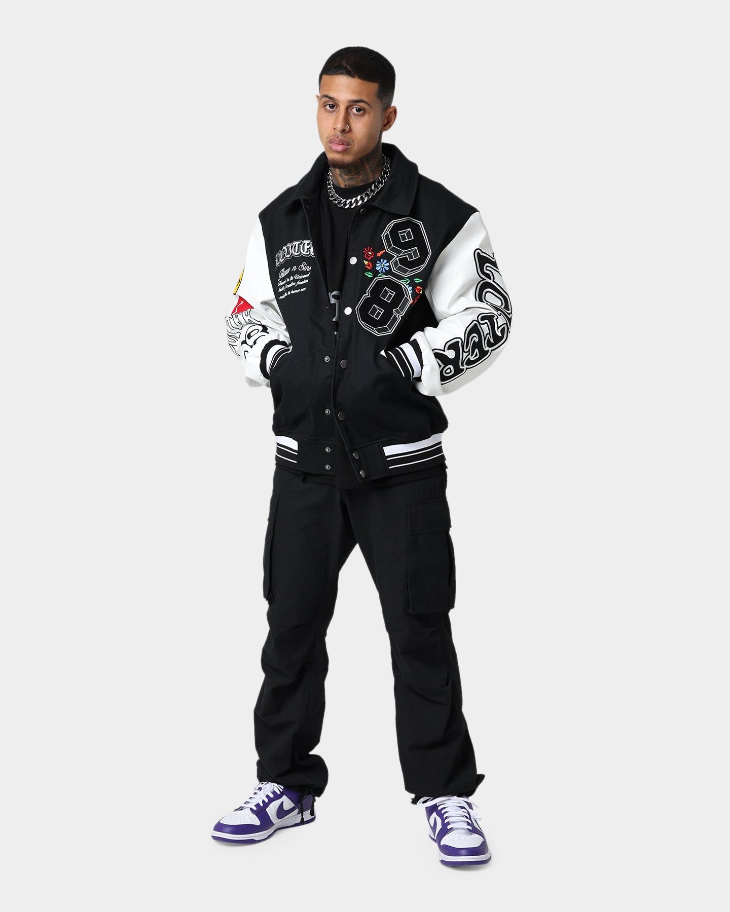 Loiter Flaws Varsity Jacket Black/White sold by Culture Kings product image thumbnail 2