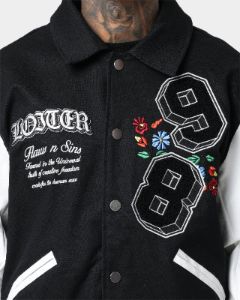 Loiter Flaws Varsity Jacket Black/White sold by Culture Kings