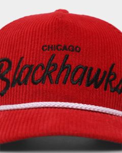 47 Brand Chicago Blackhawks 'NHL Corduroy Team Script' Corduroy Crossrope 47 Hitch Snapback Red sold by Culture Kings