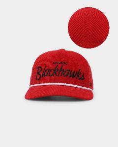 47 Brand Chicago Blackhawks 'NHL Corduroy Team Script' Corduroy Crossrope 47 Hitch Snapback Red sold by Culture Kings