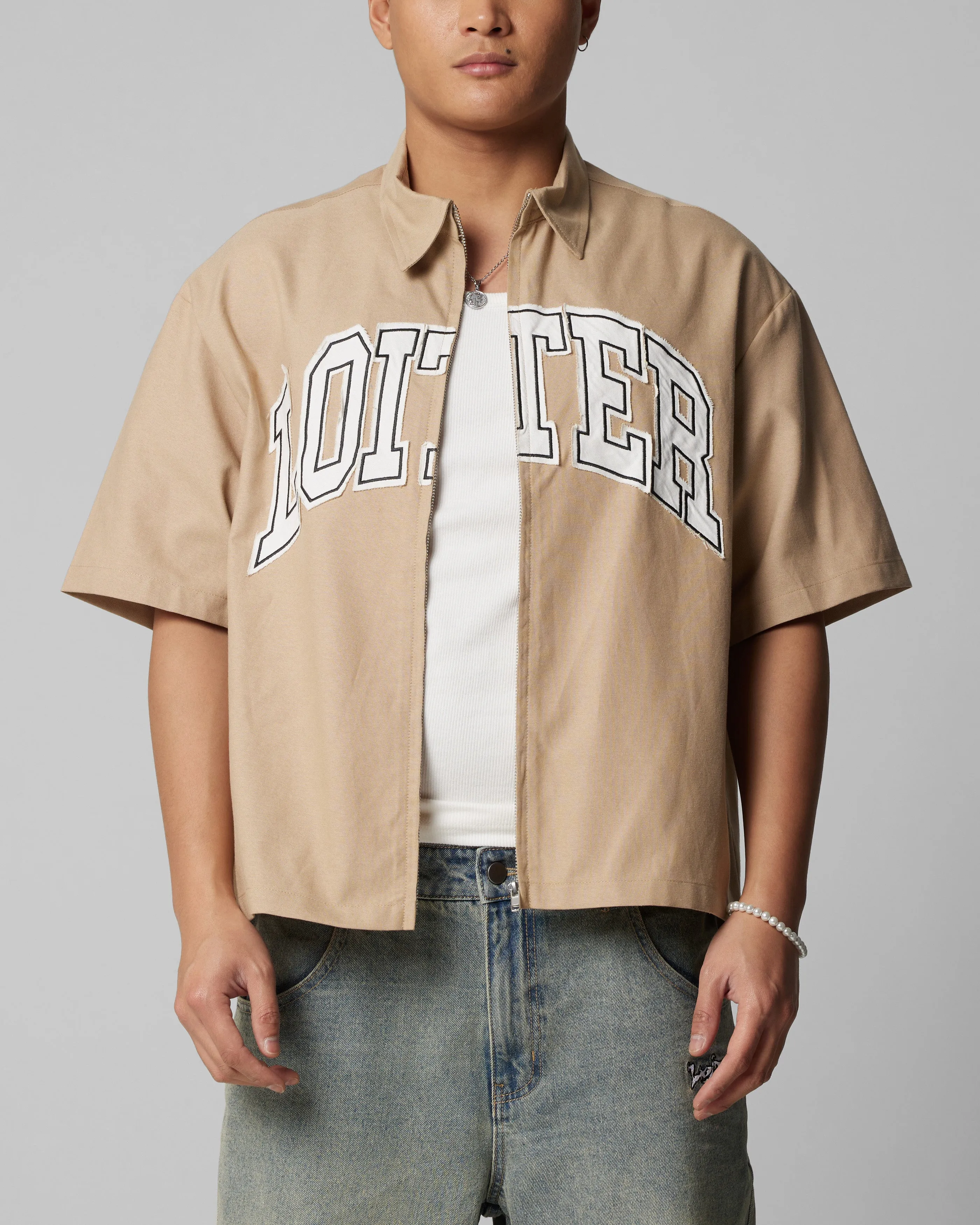 Loiter Studio Zip Shirt Oxford Tan sold by Culture Kings