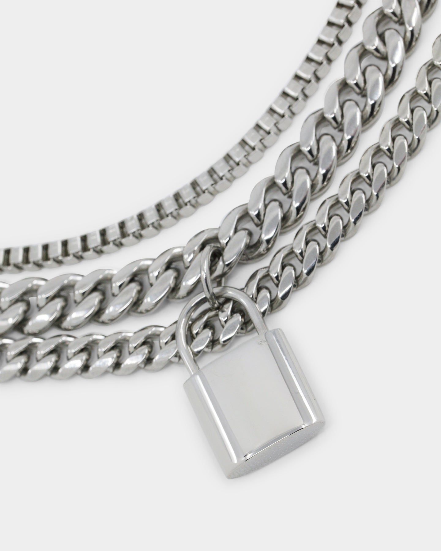 Loiter Padlock Triple Chains Necklace Pack Silver sold by Culture Kings product image thumbnail 5