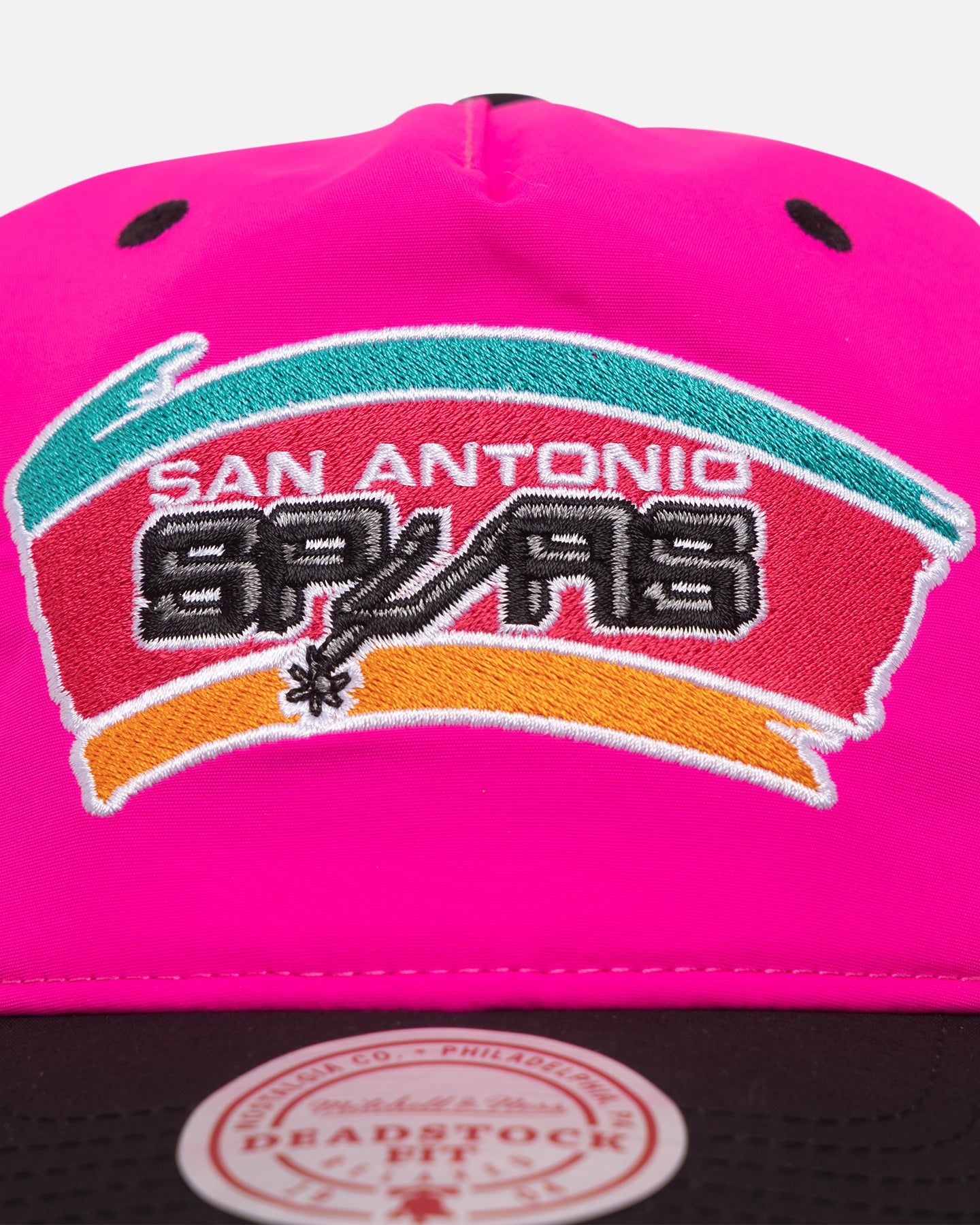 Mitchell & Ness San Antonio Spurs Nylon Deadstock 2-Tone Snapback Neon Pink/Black sold by Culture Kings product image thumbnail 5