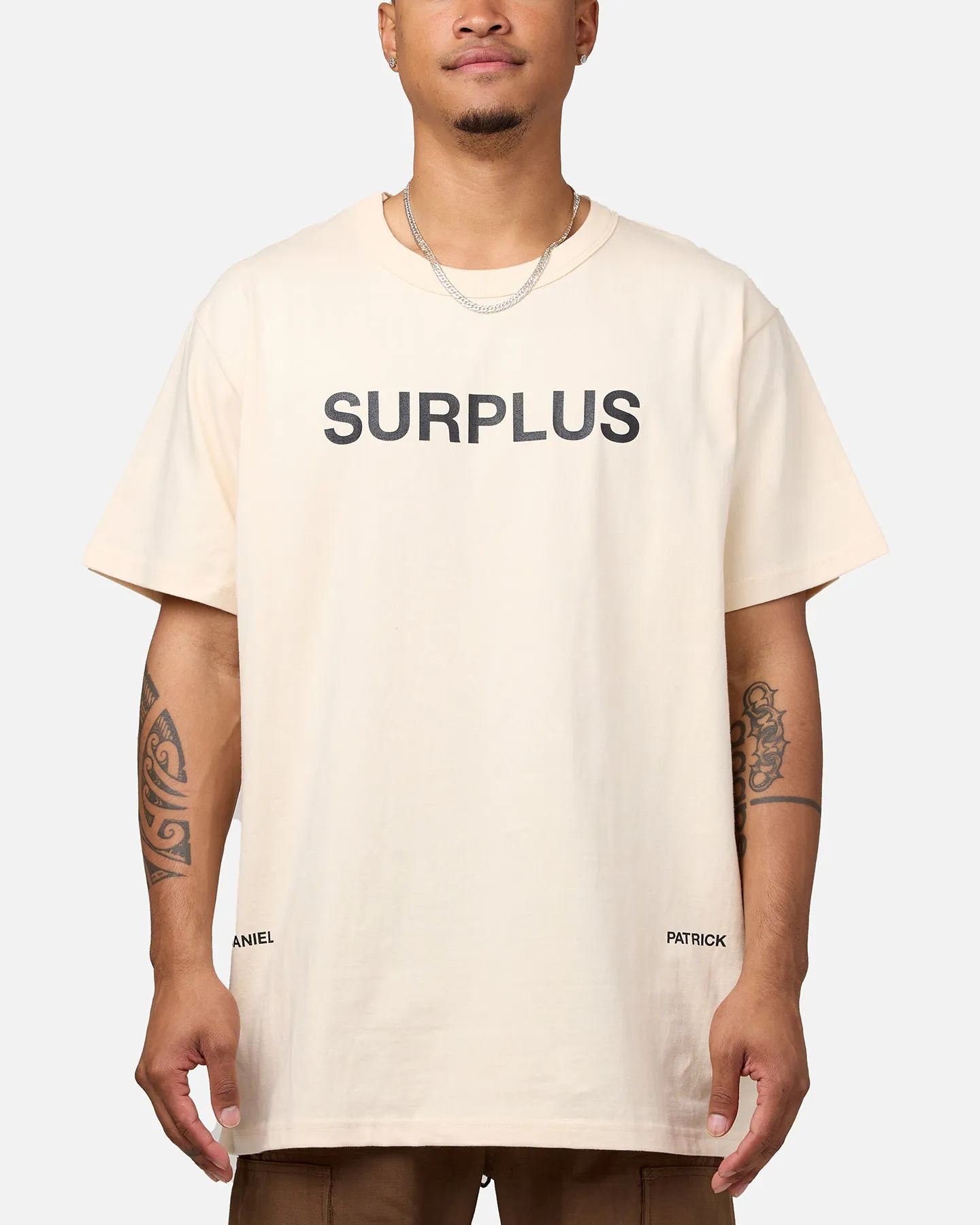 Daniel Patrick Surplus Logo T-Shirt Cream/Black sold by Culture Kings