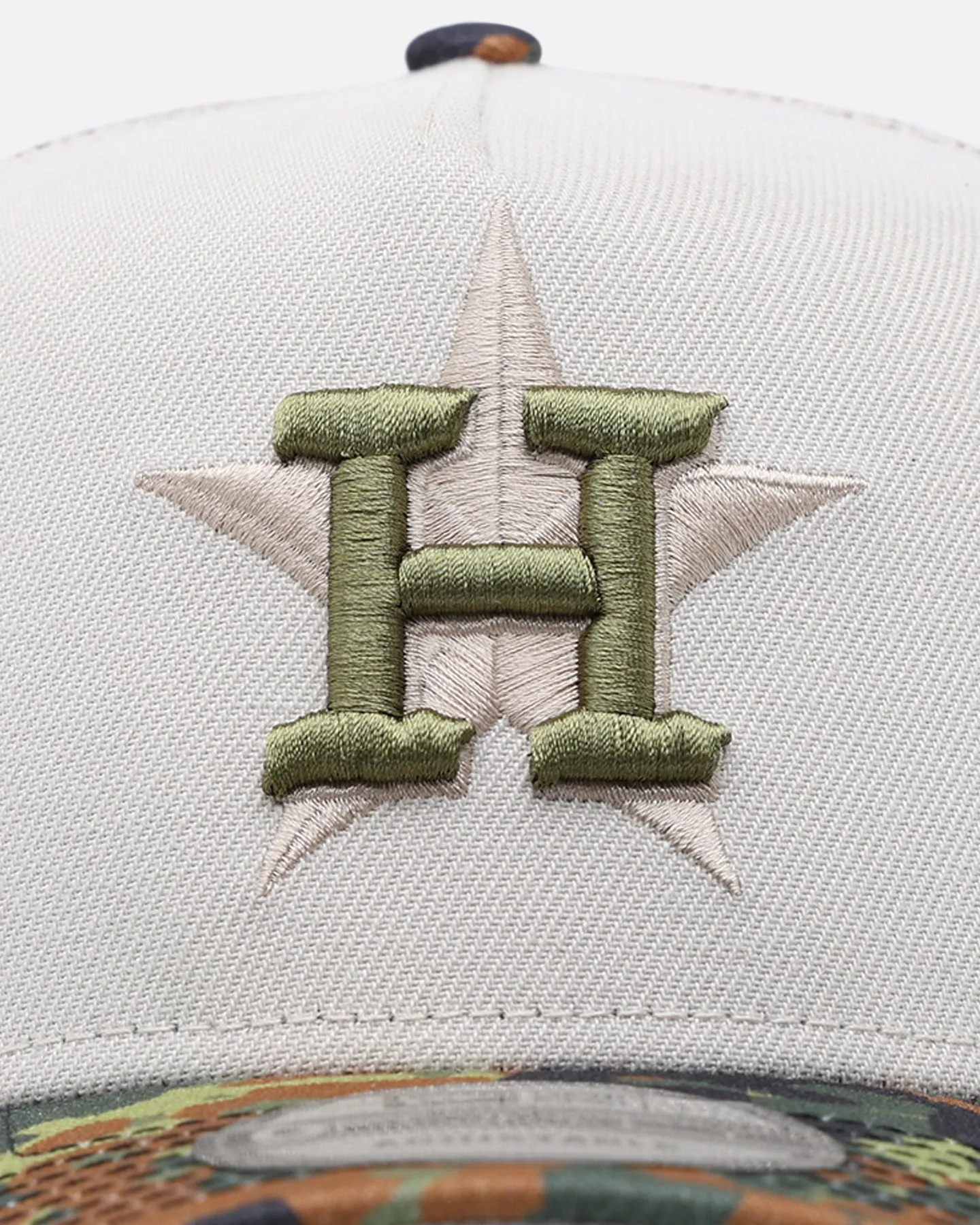 New Era Houston Astros "Camo Visor" 9FORTY A-Frame Trucker Snapback Stone/Olive sold by Culture Kings product image thumbnail 5
