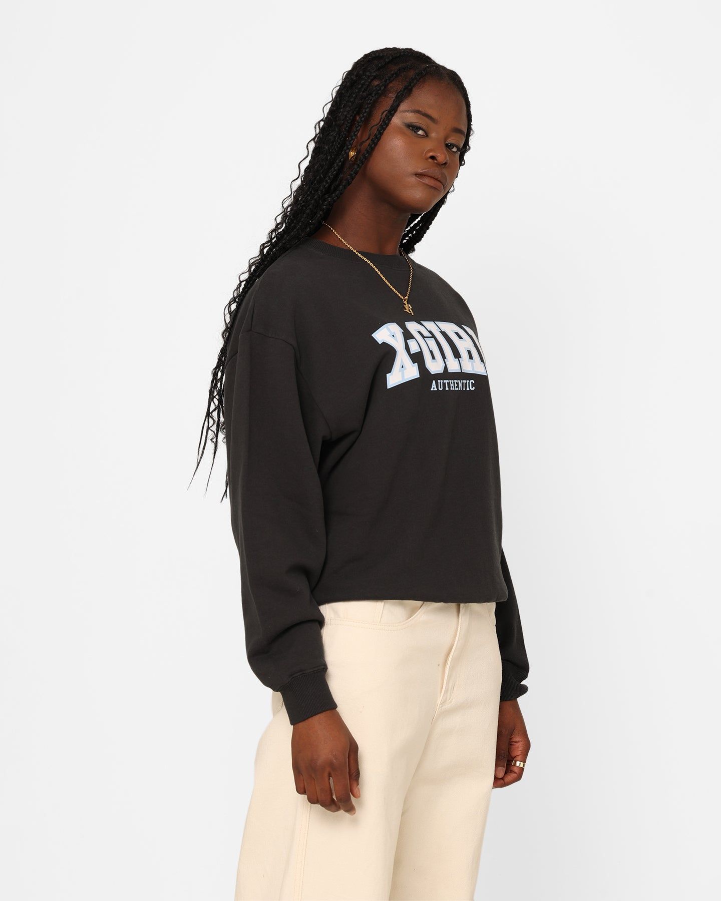 X-Girl Women's College Logo Sweat Crewneck Charcoal sold by Culture Kings product image thumbnail 5