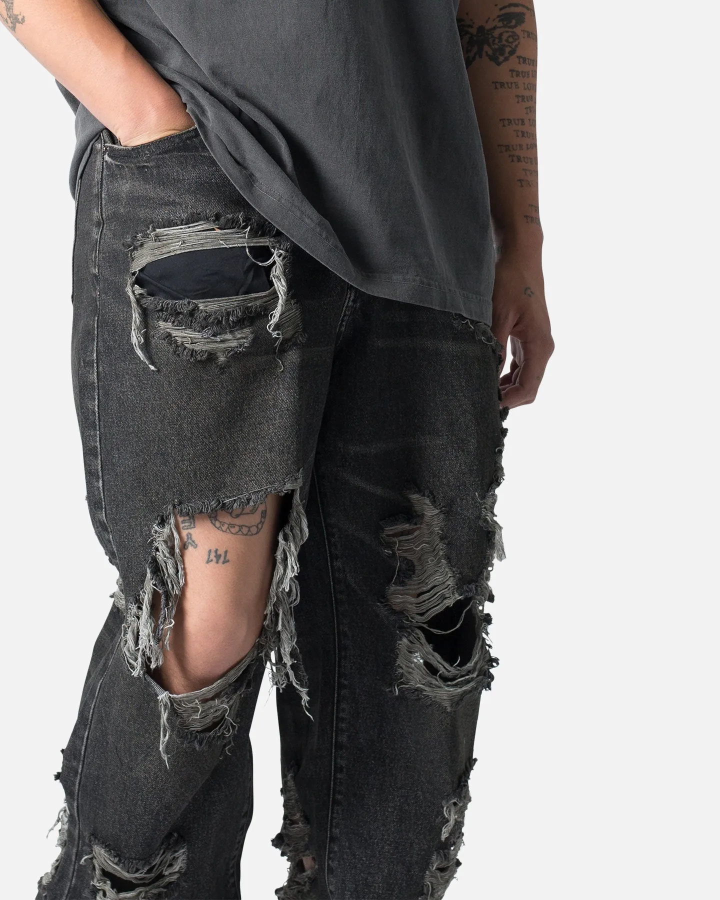 MNML Ultra Baggy Decimated Denin Jeans Black sold by Culture Kings product image thumbnail 5
