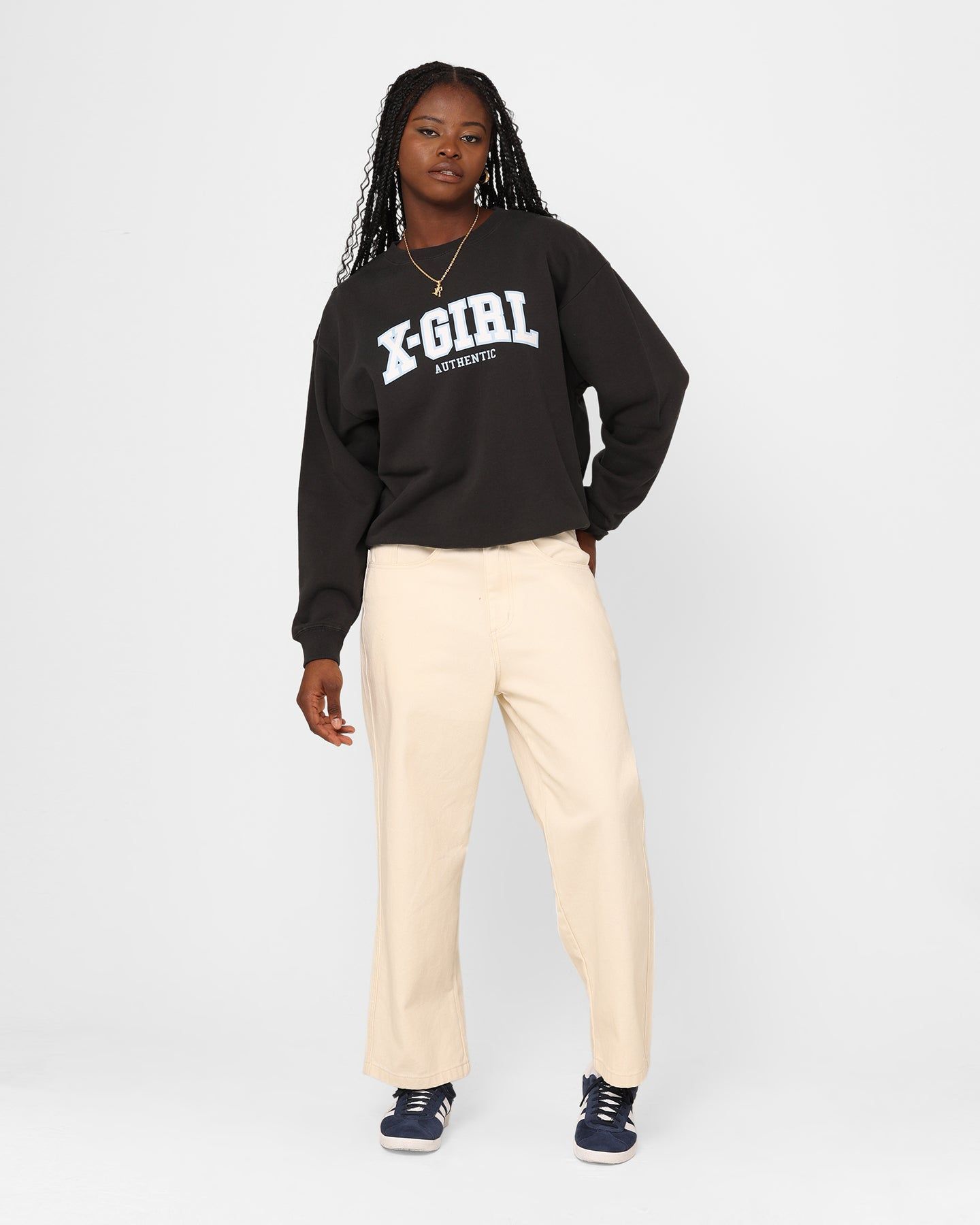 X-Girl Women's College Logo Sweat Crewneck Charcoal sold by Culture Kings product image thumbnail 2