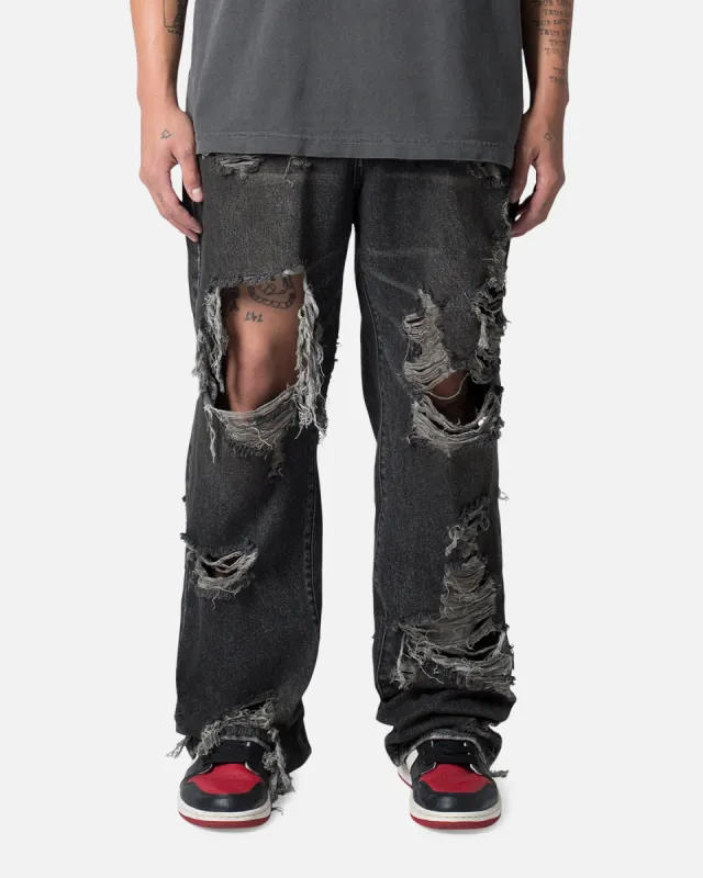 MNML Ultra Baggy Decimated Denin Jeans Black sold by Culture Kings