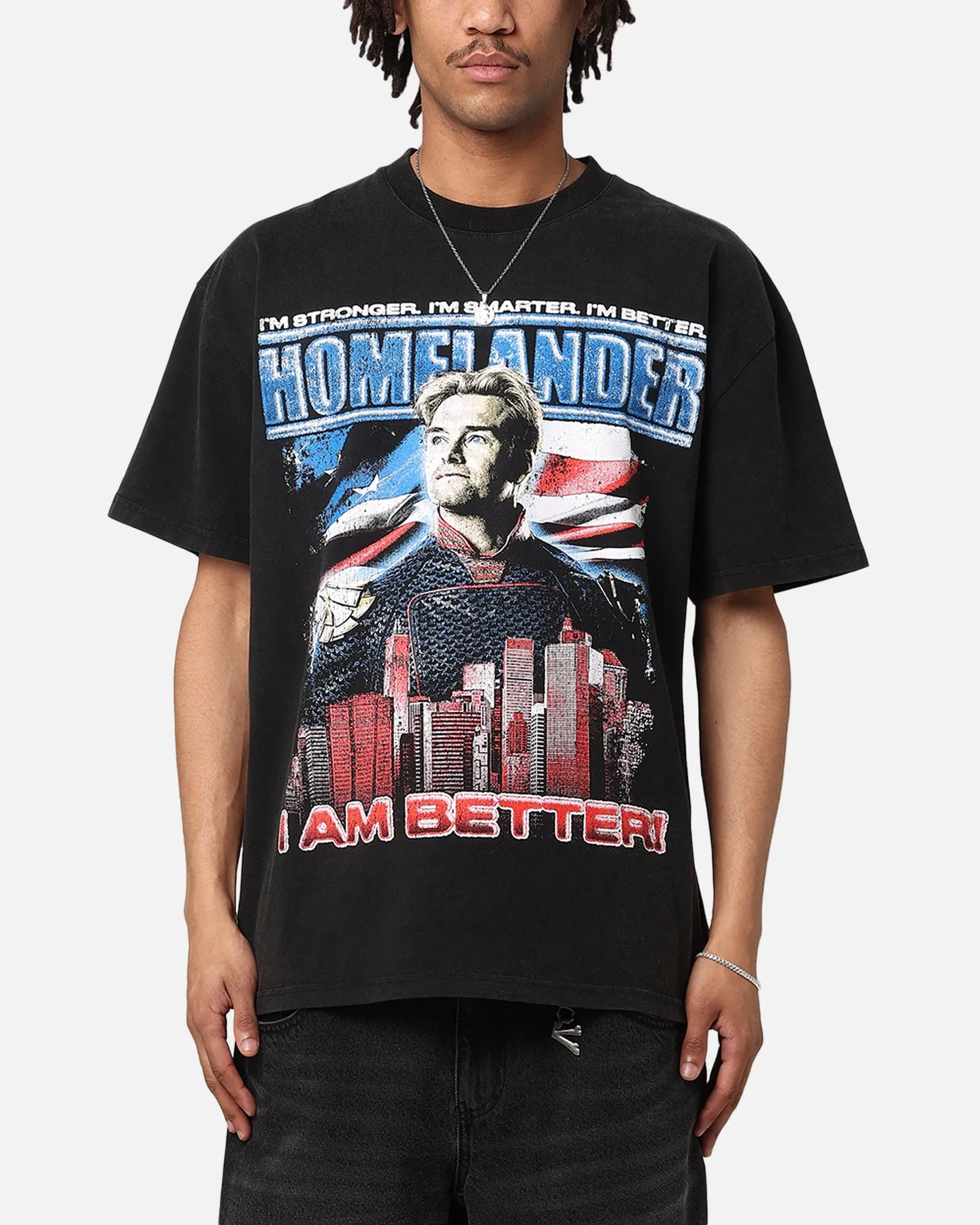 Goat Crew X The Boys Homelander Vintage T-Shirt Black Acidwash sold by Culture Kings