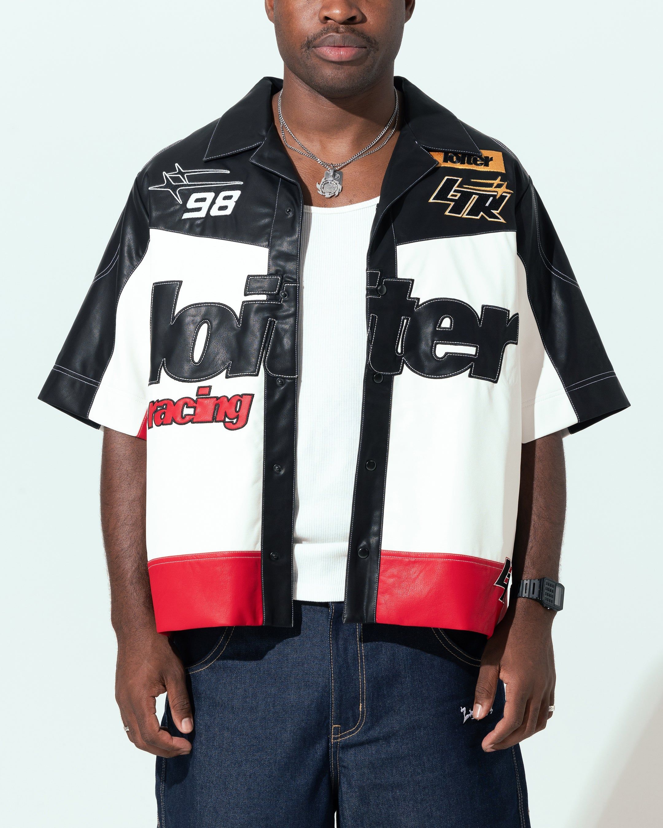 Loiter Racer Button Up Shirt Black/Red sold by Culture Kings