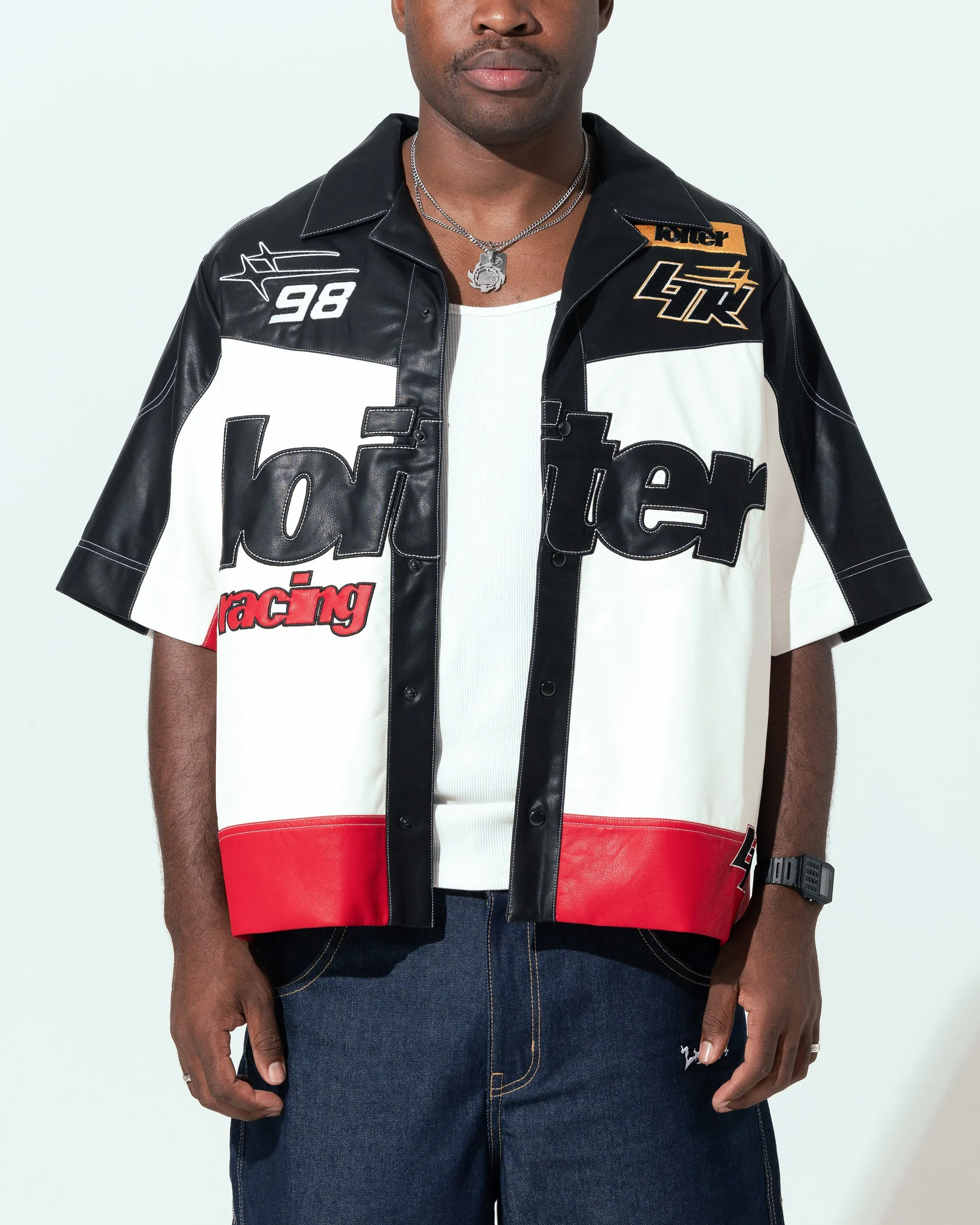 Loiter Racer Button Up Shirt Black/Red sold by Culture Kings